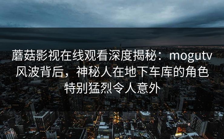蘑菇影视在线观看深度揭秘：mogutv风波背后，神秘人在地下车库的角色特别猛烈令人意外