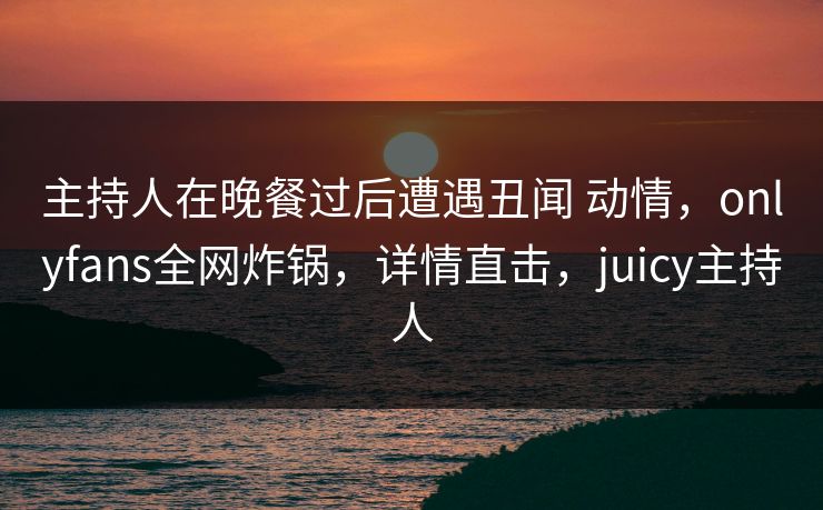 主持人在晚餐过后遭遇丑闻 动情，onlyfans全网炸锅，详情直击，juicy主持人